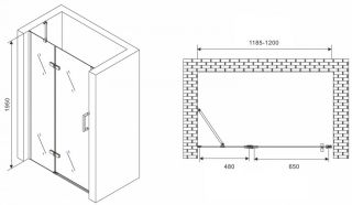 Душевая дверь ABBER Zart 120см хром AG08120
