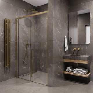 Душевая дверь в нишу Timo T55R 150 см правая золото матовое