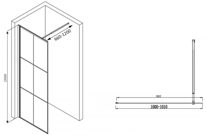 Душевая перегородка ABBER Immer Offen 120см чёрный AG62120B8