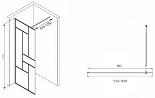 Душевая перегородка ABBER Immer Offen 120см чёрный AG63120B8