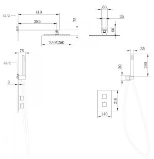 Душевая система ABBER Daheim AF8251B с термостатом чёрный матовый
