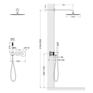Душевой комплект Timo Saona SX-2359/18SM с термостатом чёрное золото