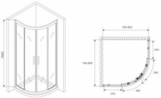 Душевой уголок ABBER Schwarzer Diamant AG01080M 80x80см хром