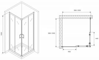 Душевой уголок ABBER Schwarzer Diamant AG021005 100x100см хром