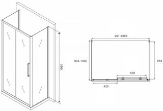 Душевой уголок ABBER Schwarzer Diamant AG30100H-S100-S100 100x100см хром