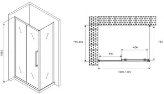 Душевой уголок ABBER Schwarzer Diamant AG30130H-S80 130x80см хром