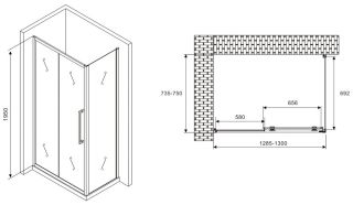 Душевой уголок ABBER Schwarzer Diamant AG30130MH-S75M 130x75см хром