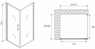 Душевой уголок ABBER Sonnenstrand AG04070M-S85M 70x85см хром