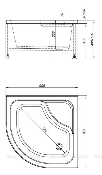 Душевой поддон Aquanet Optimal 293351 90x90 см с сиденьем белый