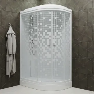 Душевая кабина Triton Коралл Щ0000043487 левая 120x80 см профиль белый стекло мозаика