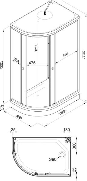 Душевая кабина Triton Коралл А 120x80 см, правая, низкий поддон (ДН4)