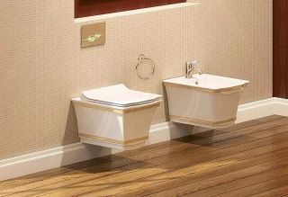 Подвесной унитаз Boheme Hermitage белый/золото 951-G