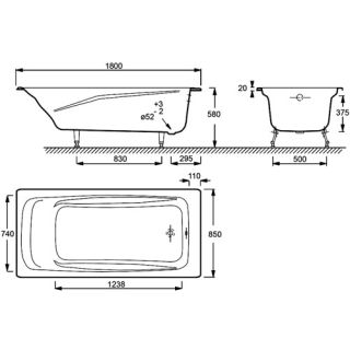 Чугунная ванна  Jacob Delafon REPOS  E2918-00 170 x 80
