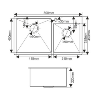 Мойка S8045H Melana ProfLine 3,0/220 сатин