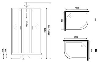 Душевая кабина Niagara NG-33094-14LBKTG с гидромассажем 100x90см серебро/матовое