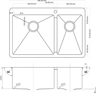 Мойка кухонная Zorg Inox PVD PVD 78-2-51-L GRAFIT