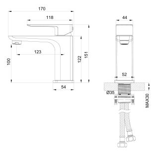 Смеситель для раковины Wonzon & Woghand Edge WW-88139003-BGM тёмный графит
