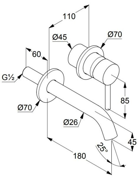 Встраиваемый смеситель для раковины Kludi Bozz чёрный матовый 382443976