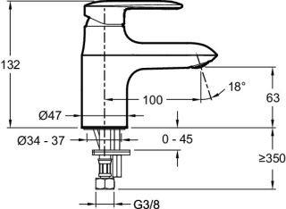 Смеситель для раковины Jacob Delafon KUMIN E99984-CP без донного клапана