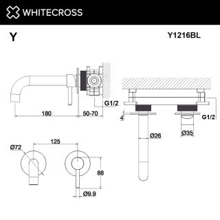 Встраиваемый смеситель для раковины WHITECROSS Y Y1216BL чёрный матовый