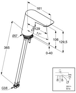 Электронный смеситель для раковины Kludi Balance хром 5220005