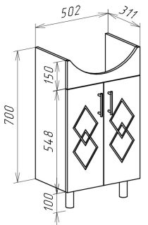 Тумба под раковину Bellezza Элеганс 55см бежевый 00000005190