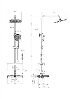 Душевая стойка Wonzon & Woghand Solid WW-C3011-A1-BG с гигиеническим душем и термостатом брашированное золото