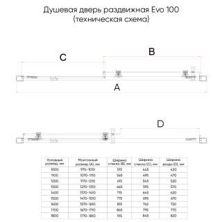 Душевая дверь Veconi Evo 100 GR, 1800x1950, графит брашинг, стекло тонированное матовое