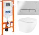Комплект 3 в 1 BelBagno BB3105CHR/SC/BB002-80/BB005-PR-CHROME унитаз подвесной с сиденьем UNO BB3105CHR/SC система инсталляции для унитазов BB002-80  с кнопкой смыва BB005-PR-CH