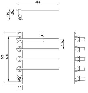 Полотенцесушитель электрический встраиваемый Wonzon & Woghand Dortmund WW-A364-MW 58x61 см с внутренней частью белый матовый