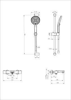 Смеситель для ванны с душевым гарнитуром Wonzon & Woghand WW-C2018-A-MB с термостатом чёрный матовый
