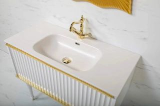 Тумба под раковину Armadi Art Vallessi Avangarde Canale 100см белый/золото 843-100-WG