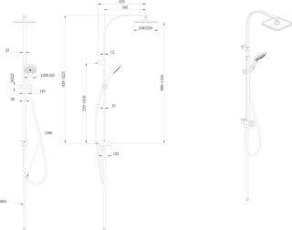 Душевая стойка Kerama Marazzi Fonte FO.102.KM.BLK.M на два потока чёрный матовый