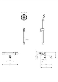 Смеситель для ванны с душем Wonzon & Woghand WW-B3029-A1-MB с термостатом чёрный матовый