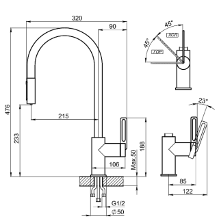 Смеситель для кухни Granula 8168, ЧЕРНЫЙ черный