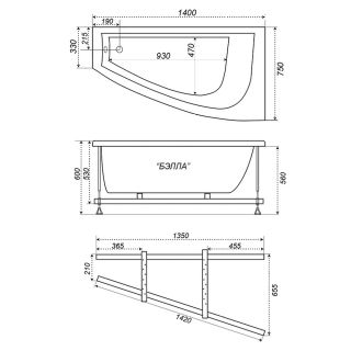 Акриловая ванна Triton Бриз L 140 см с каркасом (снято-с пр-ва)