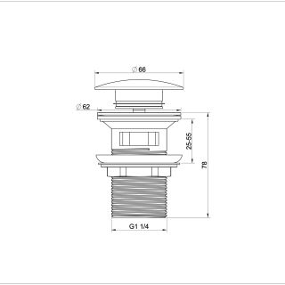 Донный клапан для раковины Wonzon & Woghand WW-88SS01-MB с переливом чёрный матовый