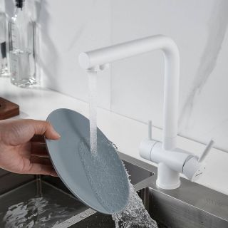 Смеситель для кухни Shevanik S468C с подключением фильтра белый