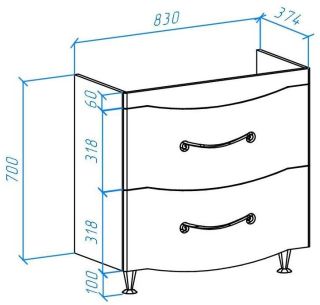 Тумба под раковину Bellezza Сесилия 85см белый 00000007091