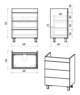 Напольная тумба под раковину Brevita Gloster GLOS-06070-48-2 70см графит