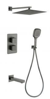 Душевая система скрытого монтажа Grocenberg GB5050BL с Термостатом Vernet (Франция) Черный матовый