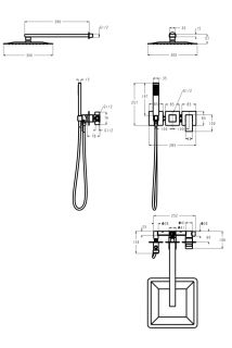 Душевая система скрытого монтажа Grocenberg GB5080BL с Картриджем Kerox (Венгрия) Черный матовый
