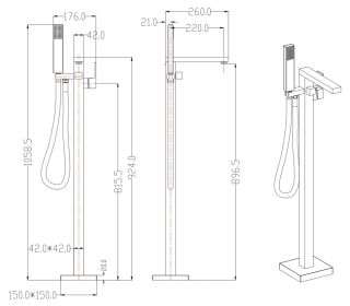Смеситель напольный Groсenberg GB800 Золото