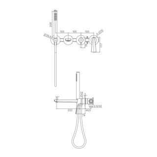 Смеситель для ванны встраиваемый Raglo R07.32.03 золотой сатин
