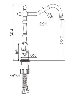 Смеситель для кухни Rose R158Q бронза