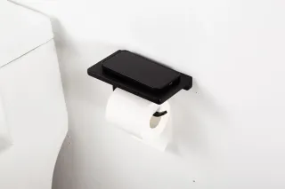 Держатель для туалетной бумаги Gappo G30803-6 с полочкой чёрный