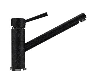 Смеситель для кухни Ulgran Classic U-025-308 с низким поворотным изливом чёрный