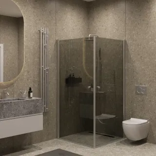 Душевой уголок на монопетле by Deonria U-90-89-6-G-HM1 90x89см хром матовый/графит