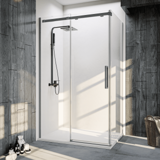 Душевой уголок Veconi Rovigo RV-070GR, 1400х800х1950, брашированный графит, прозрачное стекло