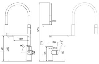 Смеситель для кухни Paulmark Tornado To213402-GB чёрный глянцевый